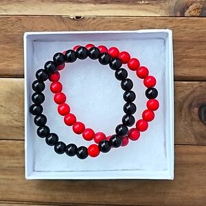 Natural Lava Stone Tiger Eye Beaded Yoga Bracelets, Elasticated